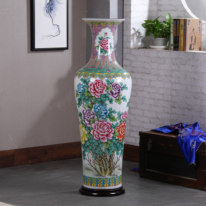 Jingdezhen ceramics to heavy ground vase archaize powder enamel hand - made sitting room hotel opening gifts furnishing articles