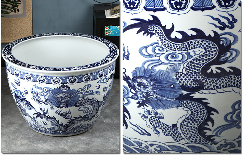 Jingdezhen ceramics to heavy landing fish tank water lily hydroponic bath crock cylinder town curtilage courtyard feng shui decorative furnishing articles