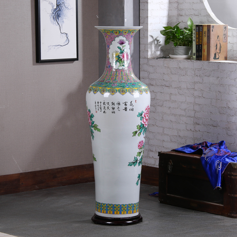 Jingdezhen ceramics to heavy ground vase archaize powder enamel hand - made sitting room hotel opening gifts furnishing articles