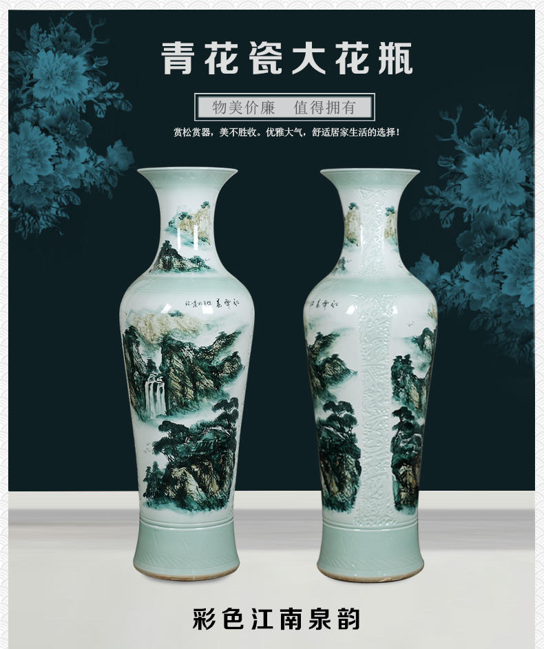 Jingdezhen ceramics of large vases, antique hand - made carving peony hotel opening sitting room adornment is placed