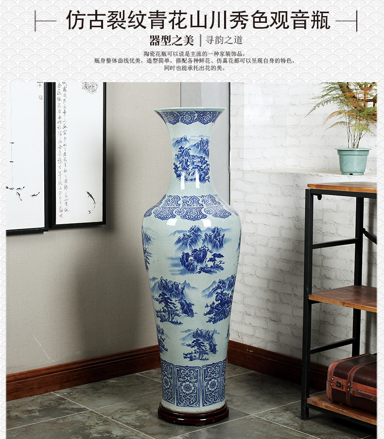 Hotel opening office study Chinese jingdezhen ceramics of large vase flower arrangement sitting room adornment is placed