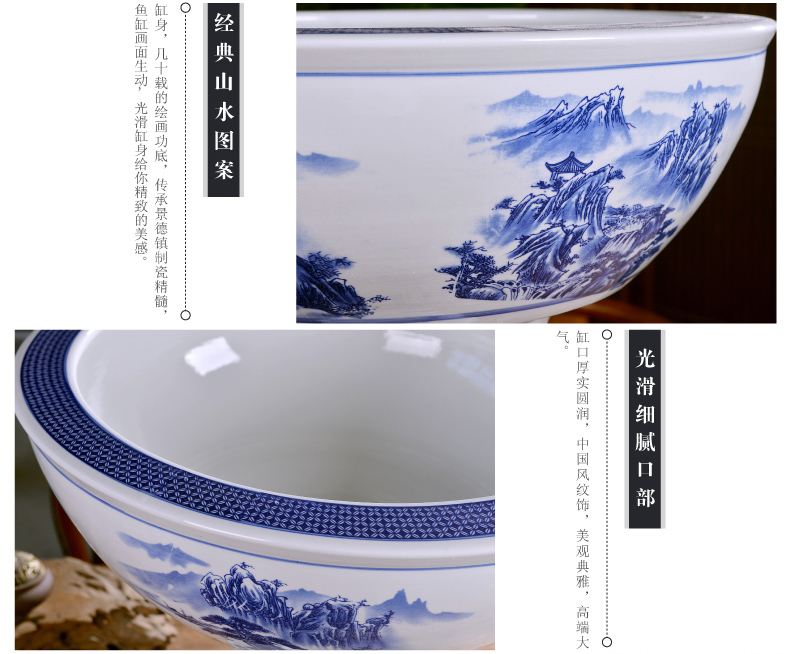 Jingdezhen ceramics ground vertical column type goldfish bowl large water lily always LianHe flowerpot carp cylinder furnishing articles in the living room