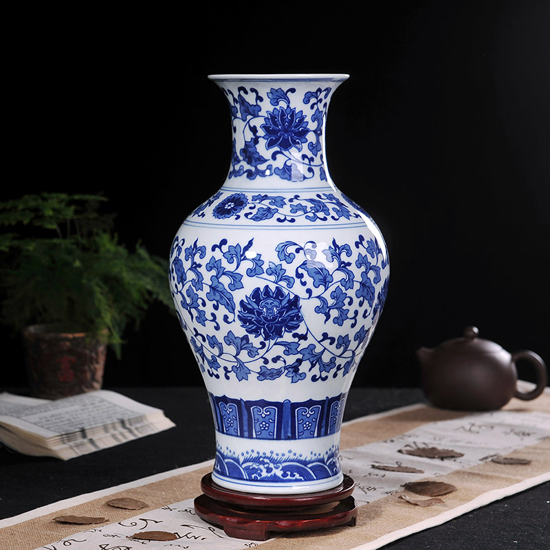 Jingdezhen blue and white porcelain vase household ceramics wine study office decoration sitting room furnishing articles