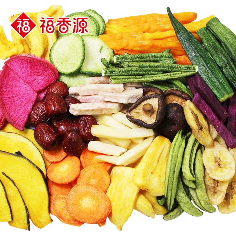 Fuxiangyuan dried fruits and vegetables 500g Mixed assorted okra shiitake mushrooms and fruits and vegetables crisp dehydrated fruits and vegetables Ready-to-eat pregnant snacks