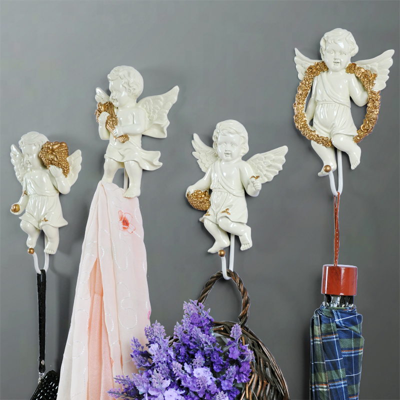 Eurostyle Angel Creative Decoration Hook Cloak Hook Hsugen Doorway Solid Wall Trim Personality Wall Key Hook