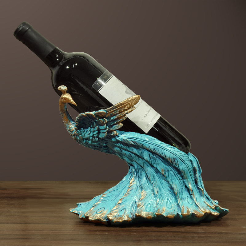 Creative red wine rack decoration European-style peacock living room TV wine cabinet practical decoration decoration housewarming new home gift