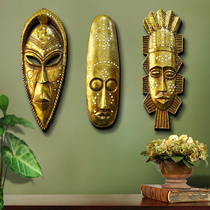 Home accessories African modern abstract golden resin figure mask Avatar carving art wall ornaments European style