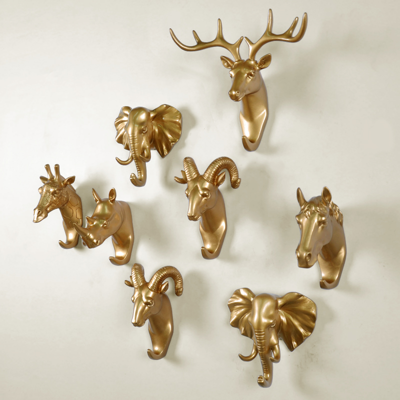 Nordic Light Luxury Hook Home Entrance Living Room Bedroom Wall Hanging Clothes Hook Three-dimensional Animal Head Decoration Hook Jewelry