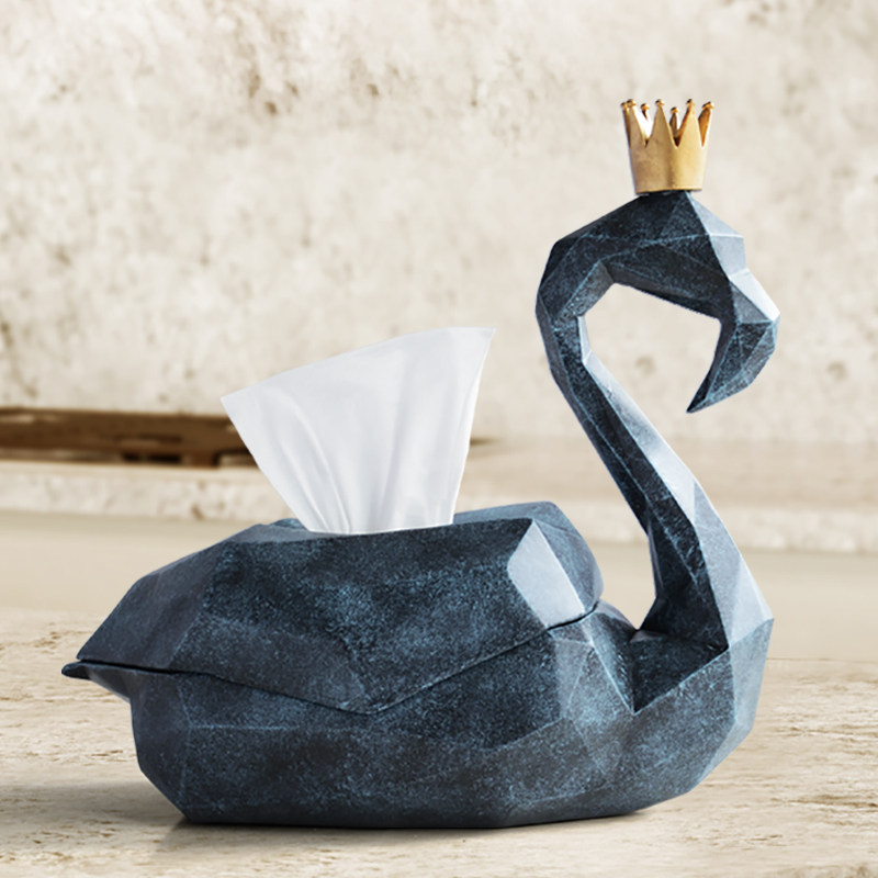 Nordic light luxury swan tissue box creative dining table living room coffee table napkin draw box home cute draw box