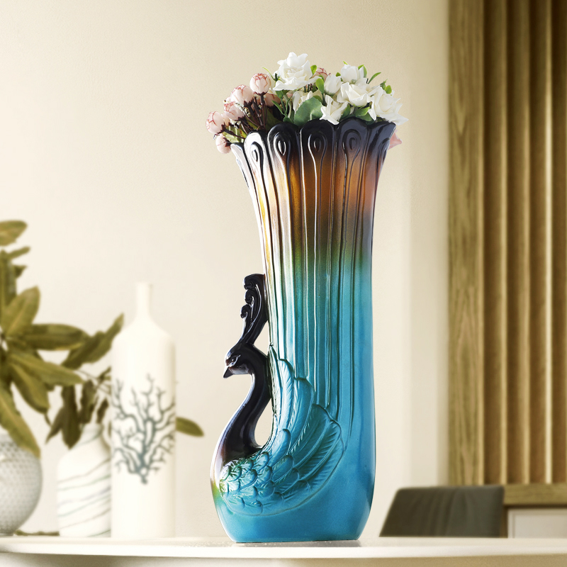 Brief Nordic peacock vase swing piece Ceramic Living Room TV Cabinet Wine Cabinet Decorations Desktop Furnishing Wedding Gifts