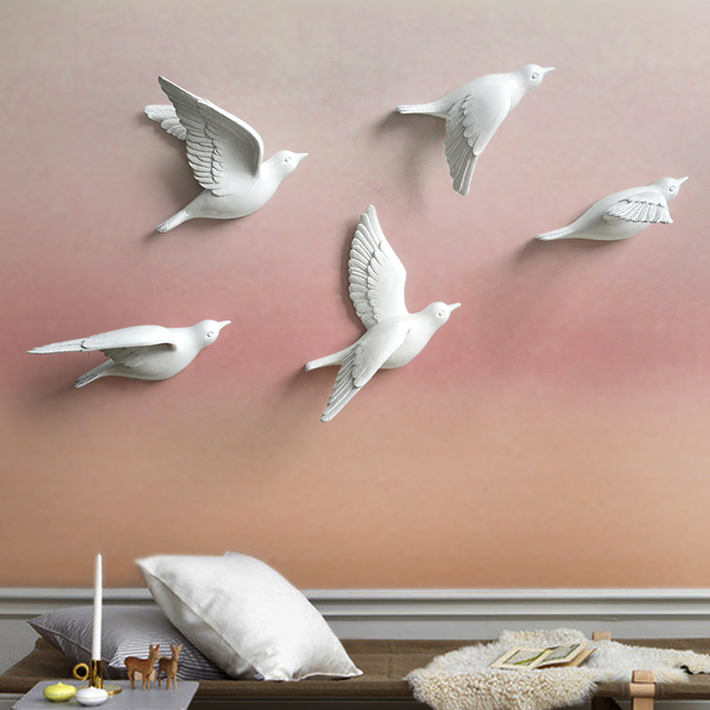 Simple European three-dimensional bird wall decoration Wall sticker Creative living room entrance background wall decoration Pendant wall decoration