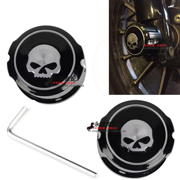 Khale XL883 1200 X48 Dina Fat Chai Luking Grand Glider Skull head retrofitted front axle cover