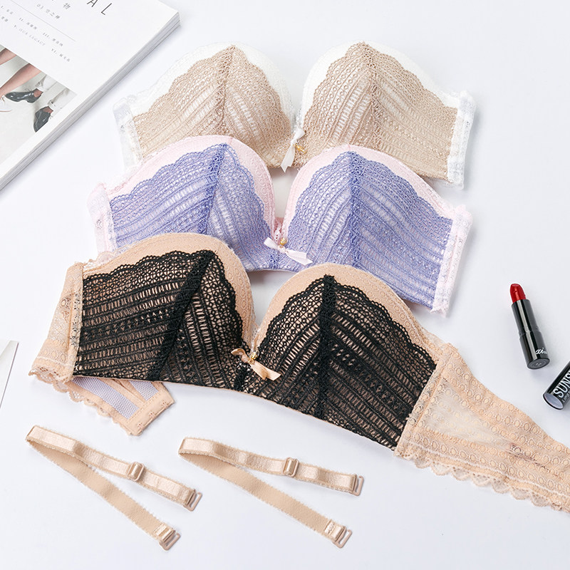 Strapless underwear gathered non-slip upper support thickened small chest invisible bra paste wedding dress tube top style one-word collar