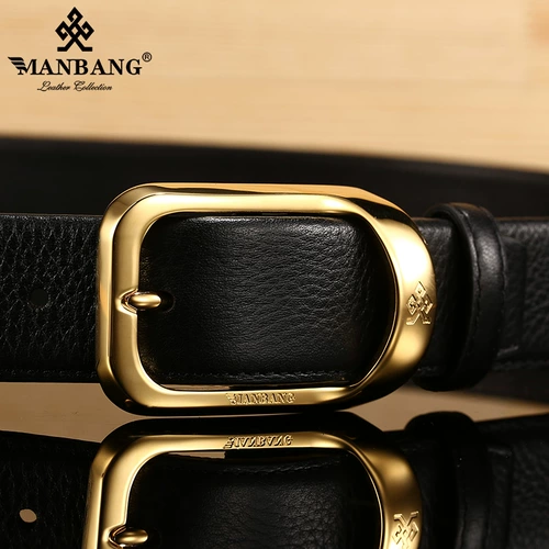 曼邦 Ремень, кожаная медная булавка, классический костюм, штаны, из натуральной кожи, воловья кожа, в корейском стиле
