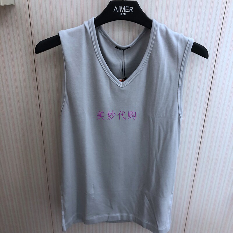 Mr. Aimer Men's single-layer V-neck wide-shouldered thermal vest with cashmere NS72J12 480