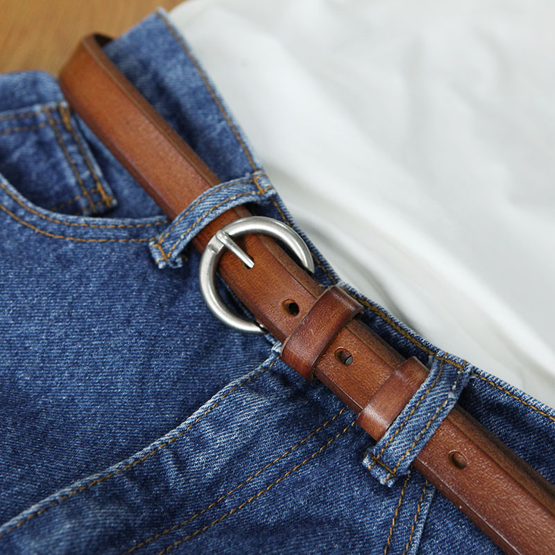 Bugu Forest Head Layer Cow Leather Waist Belt Female Type Round Button Coarse Belt Leather Belt Art 100 lap knotted strap Y109