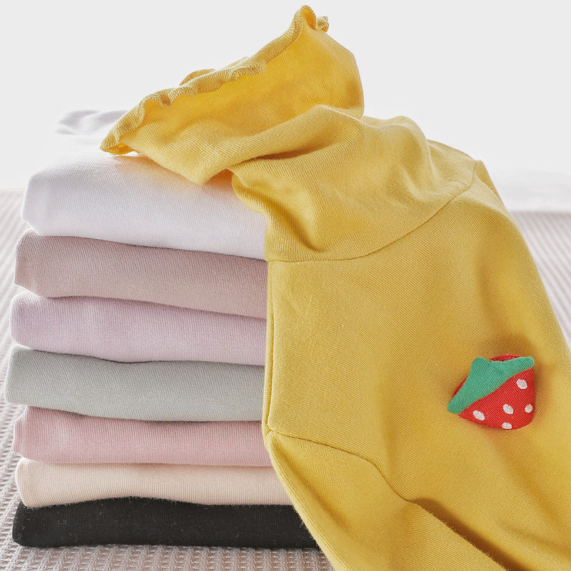 Girls' turtleneck bottoming shirt 2022 autumn and winter middle and big children's baby autumn clothes foreign style children's long-sleeved T-shirt pure cotton