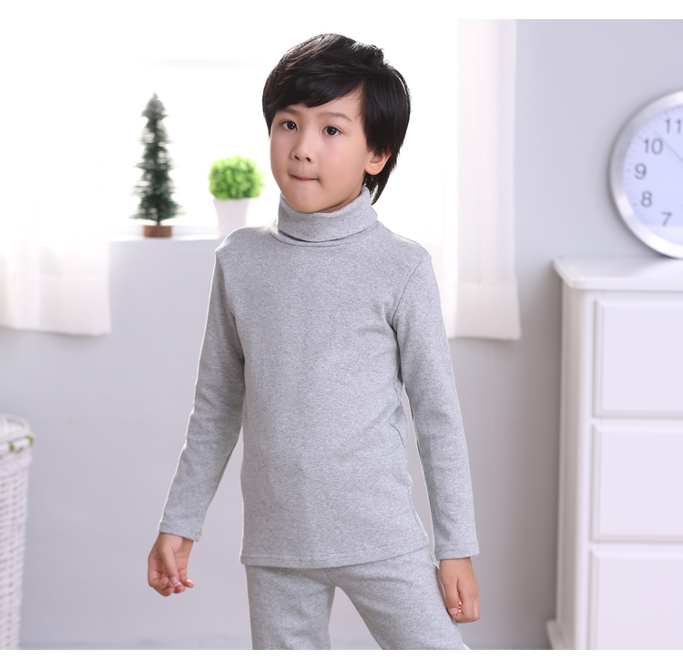 Áo cổ cao trẻ em đáy quần cotton mùa thu đông 2018 mới bé trai và bé gái áo thun dài tay bé trai lớn màu rắn đồ lót nhiệt thời trang trẻ em