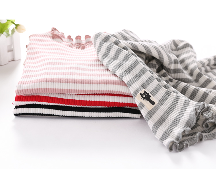 Áo thun nữ tay dài sọc mỏng 2018 mùa thu trẻ em nấm đáy áo cotton trẻ em cổ tròn ao thun be trai han quoc