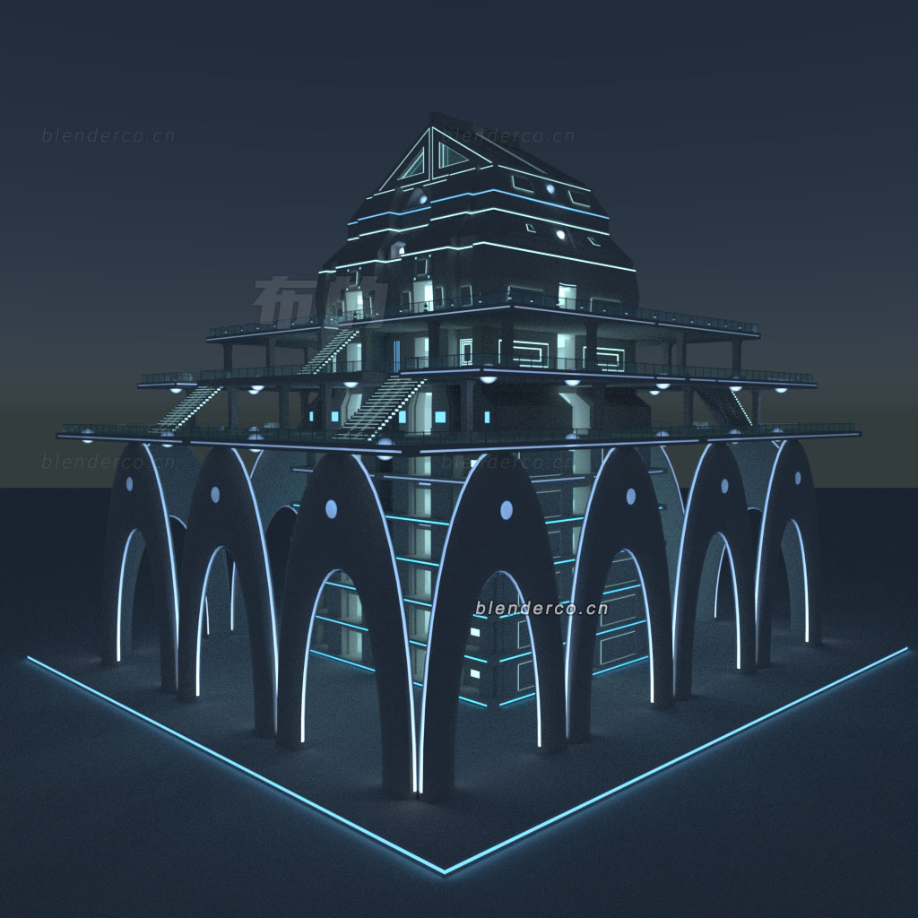 Blender科技感大楼建筑模型