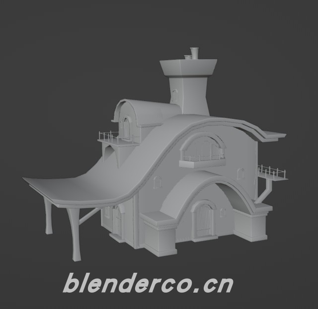 Blender卡通地面建筑12