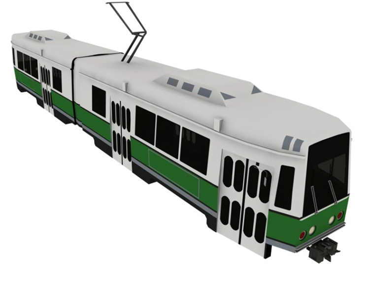 C4D FBX STL OBJ Blender Maya交通工具有轨电车列车三维模型素材-cg男孩