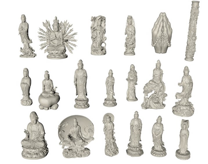 C4D FBX STL OBJ观音菩萨千手观音佛像莲台佛手三维3D模型素材-cg男孩