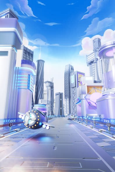 C4D城市街道科技建筑电商海报OC渲染3D立体建模场景