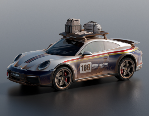 C4D保时捷911涂装汽车跑车OC渲染三维模型