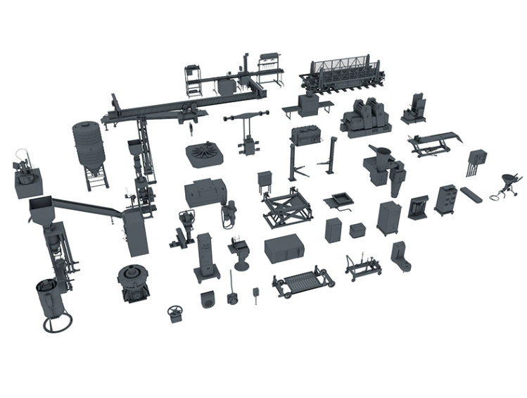 C4D FBX STL OBJ Blender Maya机械设备推车柜子举升机三维3D模型-cg男孩