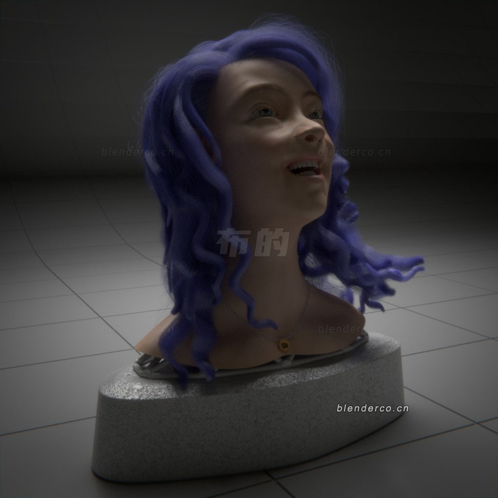 Blender女人半身头像毛发角色人物模型