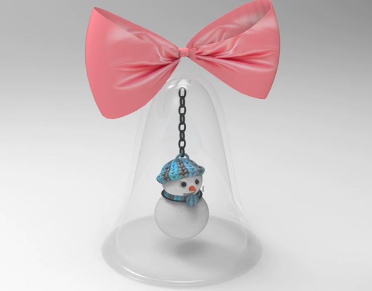 C4D FBX STL OBJ Blender Maya铃铛蝴蝶结雪人吊坠挂坠三维3D模型-cg男孩