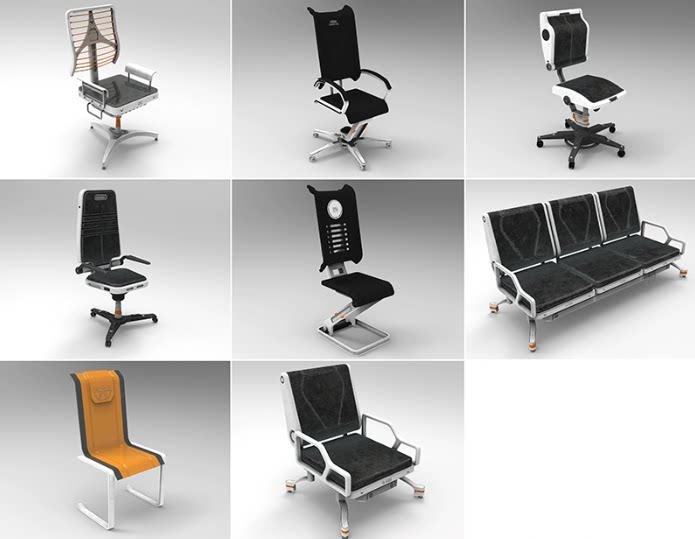 C4D科幻座椅FBX现代家具STL旋转椅子OBJ三维模型Blender素材