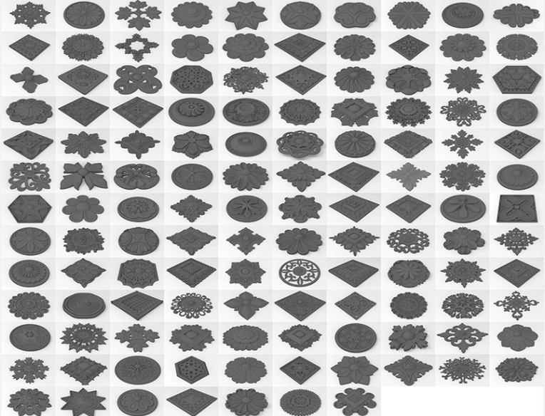 C4D FBX STL OBJ Blender Maya欧式艺术雕花浮雕凸雕花纹三维模型-cg男孩