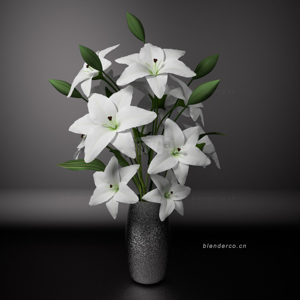 blender百合花鲜花模型blender布的