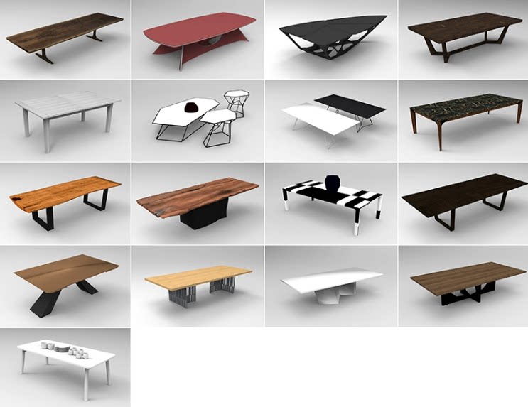C4D现代装修FBX家具STL桌子OBJ办公桌Maya室内设计Blender素材