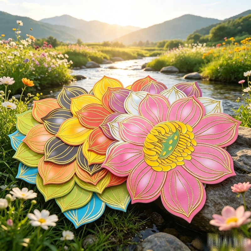 New Thickened Paper with Gold Stamping Lotus Folding Paper DIY Lotus 19* 19cm Wholesale New Thickened Paper with Gold Stamping Lotus Folding Paper DIY Lotus 19* 19cm Wholesale