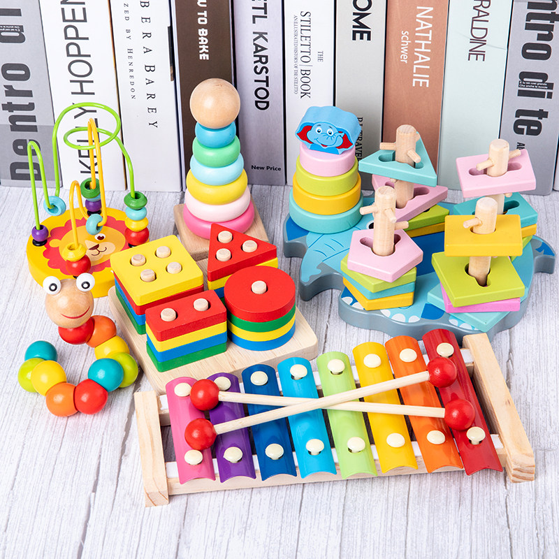 Baby's early lessons intellectual building blocks infant toys 0 wrap around Pearl string beads 1-2-3-one-year-and-a-half male girl enlightenment