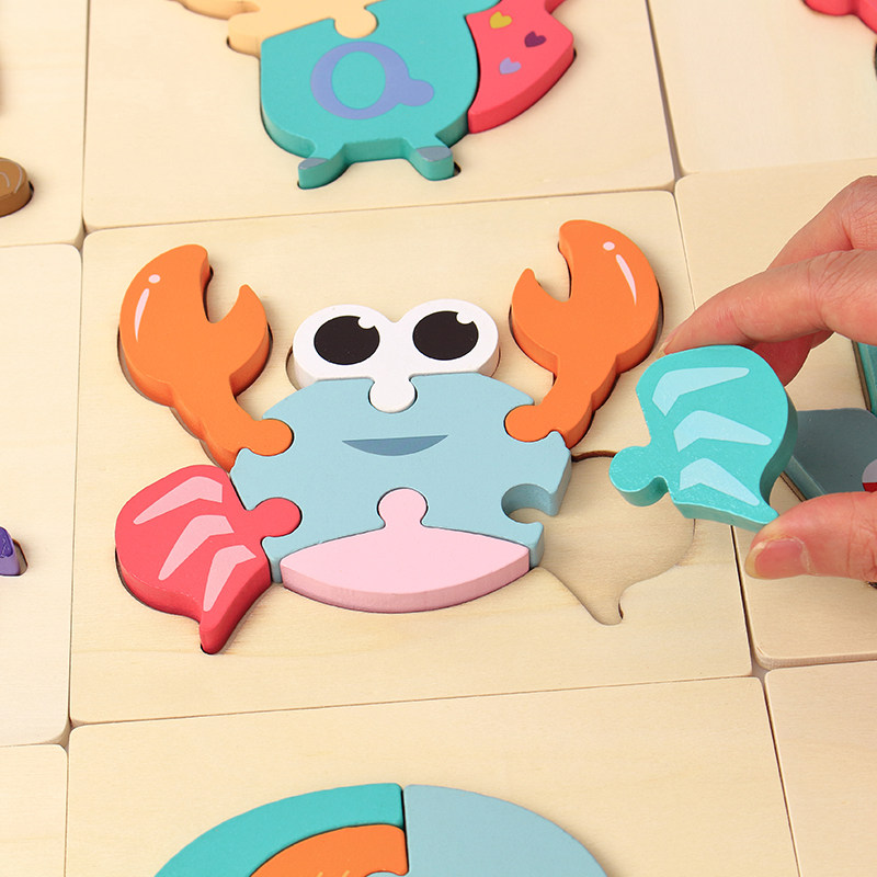 Montessori jigsaw puzzle for young children 1-23 years old baby early education puzzle development brain wooden three-dimensional boys and girls toys