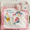 INS Baby cotton thickened brushed four-piece set Class A cotton baby bedding cute embroidered children's kit