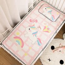 Customized childrens kindergarten ice silk mat newborn baby breathable sweat-absorbing crib mat summer cool supplies