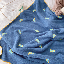 ins soft childrens kindergarten nap double layer compound blanket Teddy velvet dinosaur cartoon warm sofa cover blanket