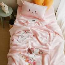 Childrens girl pink summer Tencel bedding three-piece cool 1 2m single bed sheet duvet cover bedding