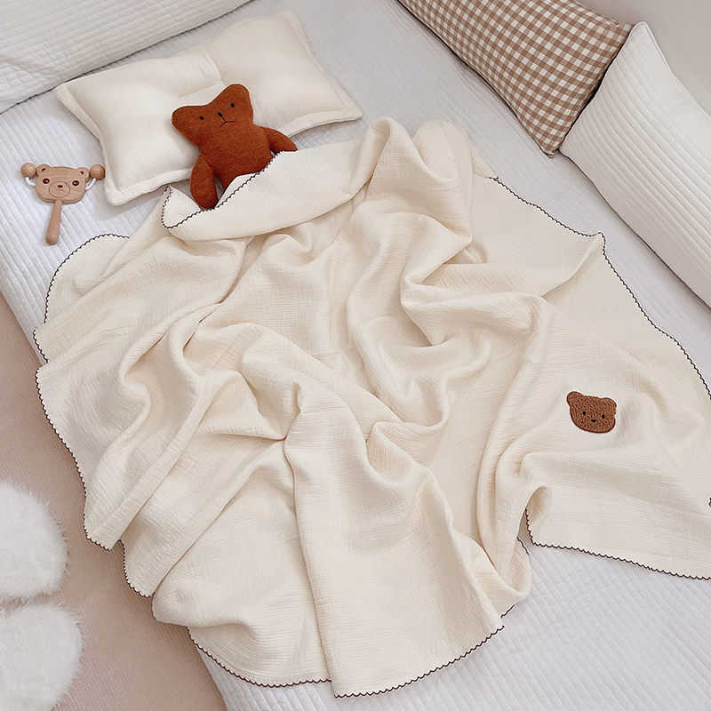 Export South Korea Ins Wind Baby Boy Gauze Pure Cotton Cover Blanket Spring Autumn Summer Thin Quilt Baby Cover Blanket
