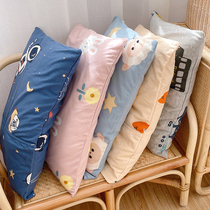 Childrens cotton knitted cotton kindergarten pillowcase 30 × 50 cartoon cotton latex memory pillow head cover baby four seasons