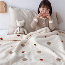 ins double-layer Teddy velvet childrens kindergarten nap cover blanket autumn and winter warm thick blanket office nap blanket