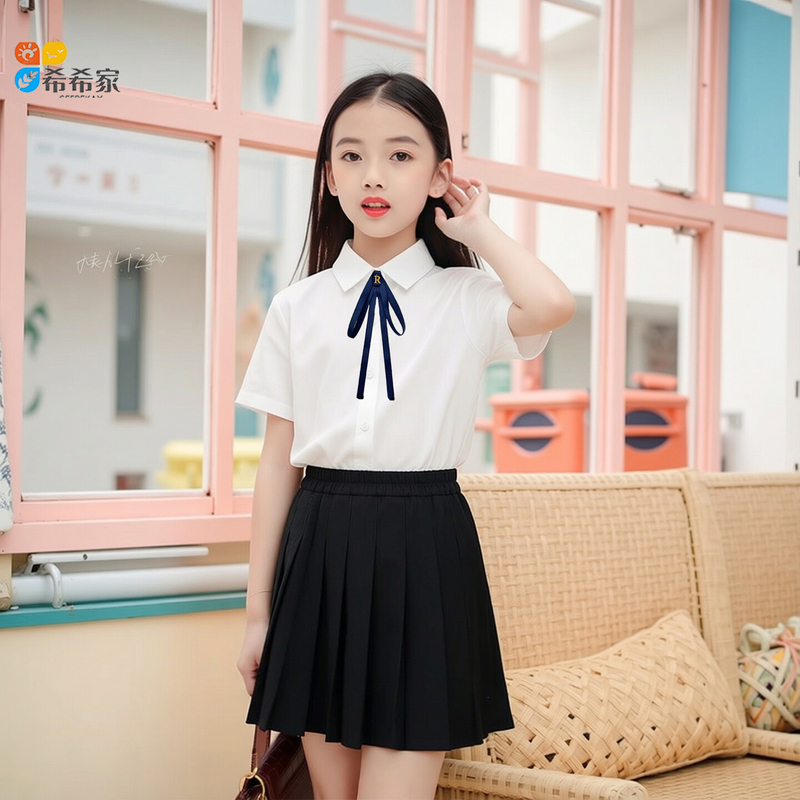 Children's Academy-Style School Uniforms, Pure White Shirts, Black Pleated Skirt Suits for Primary and Secondary School Students, Group Performance Costumes for Recitation Children's Academy-Style School Uniforms, Pure White Shirts, Black Pleated Skirt Suits for Primary and Secondary School Students, Group Performance Costumes for Recitation