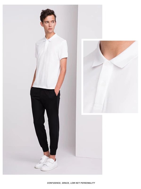 VMEN Weiman Thanh niên trắng POLO Áo sơ mi nam ngắn tay Cotton Slim Lapel Áo thun hè 620224420 áo cộc tay nam