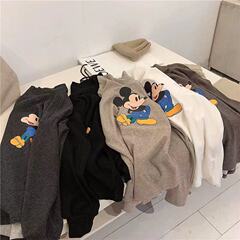 Official website tumini 7.3% cotton polyester 92.7% 2021 spring base shirt Mickey high neck T-shirt