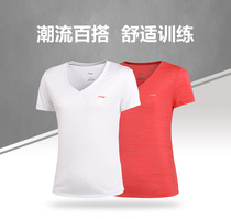 Li Ning running series womens summer off-code clearance short-sleeved T-shirt quick-drying V-neck trend casual sports cultural shirt